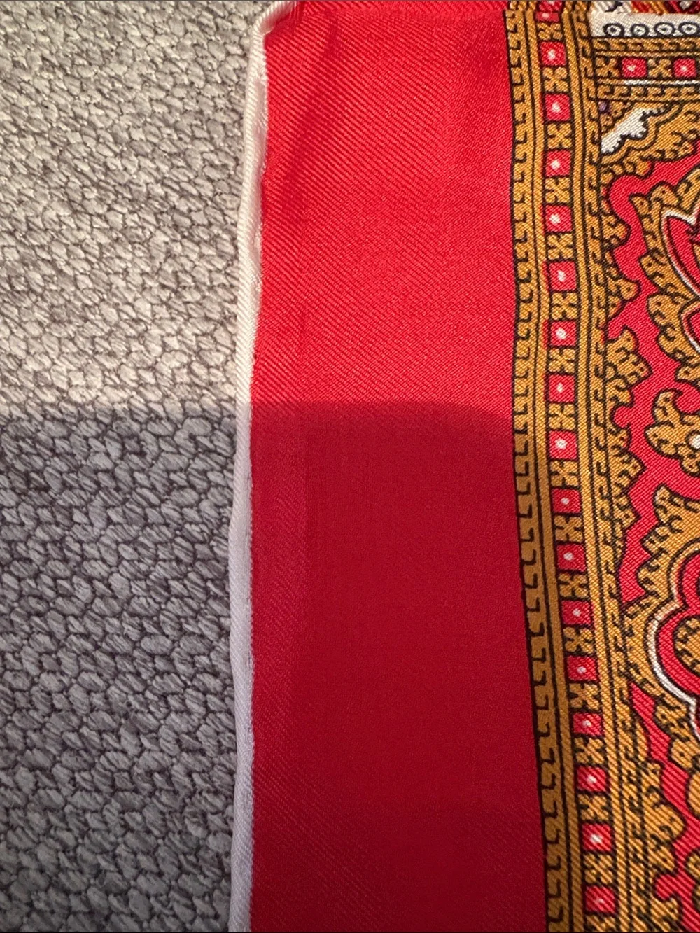 Vibrant Red Paisley Silk Scarf